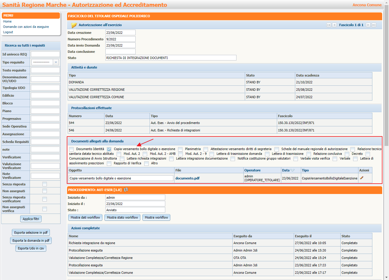 Sezione Documenti Allegati Selezione Documento Modifica Titolare Sezione Documenti Allegati Selezione Documento Modifica Titolare