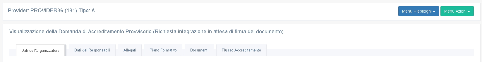 Richiesta di integrazioni - attesa di firma Richiesta di integrazioni - attesa di firma