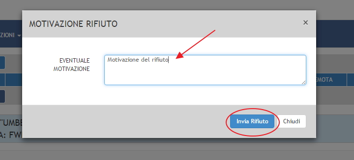 Motivazione Rifiuto