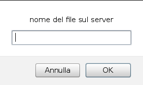 Inserimento del nome del file contente l'esportazione