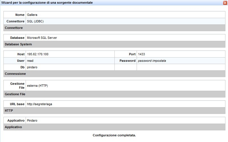 configurazione sorgente documentale