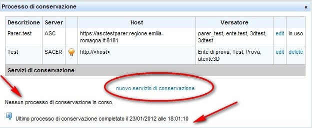 nuovo servizio di conservazione