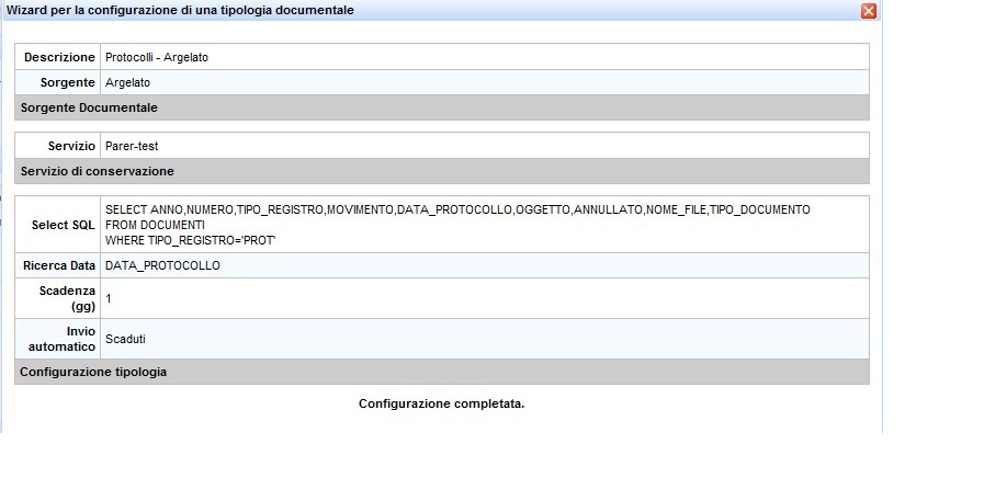 configurazione tipologia documentale