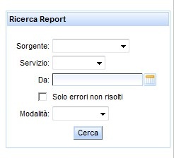 maschera di ricerca dei report