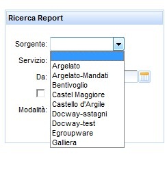 maschera di ricerca dei report