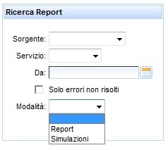 maschera di ricerca dei report