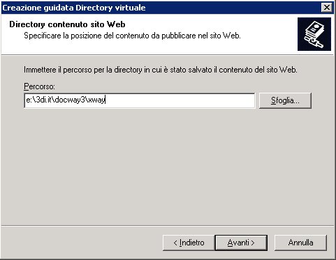 Configurazione directory virtuale - Percorso