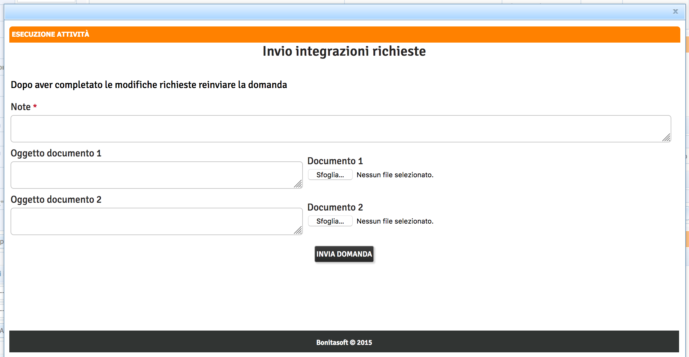 Invio domanda