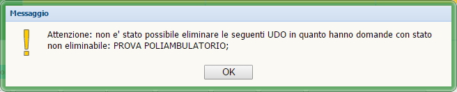 Messaggio Impossibilità Cancellazione UDO