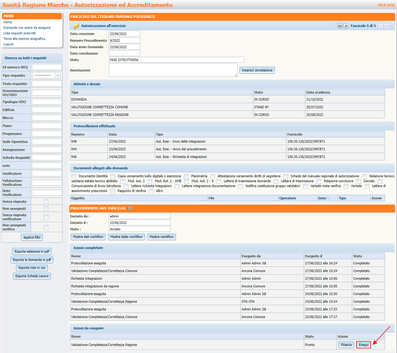 Pulsante Esegui 5