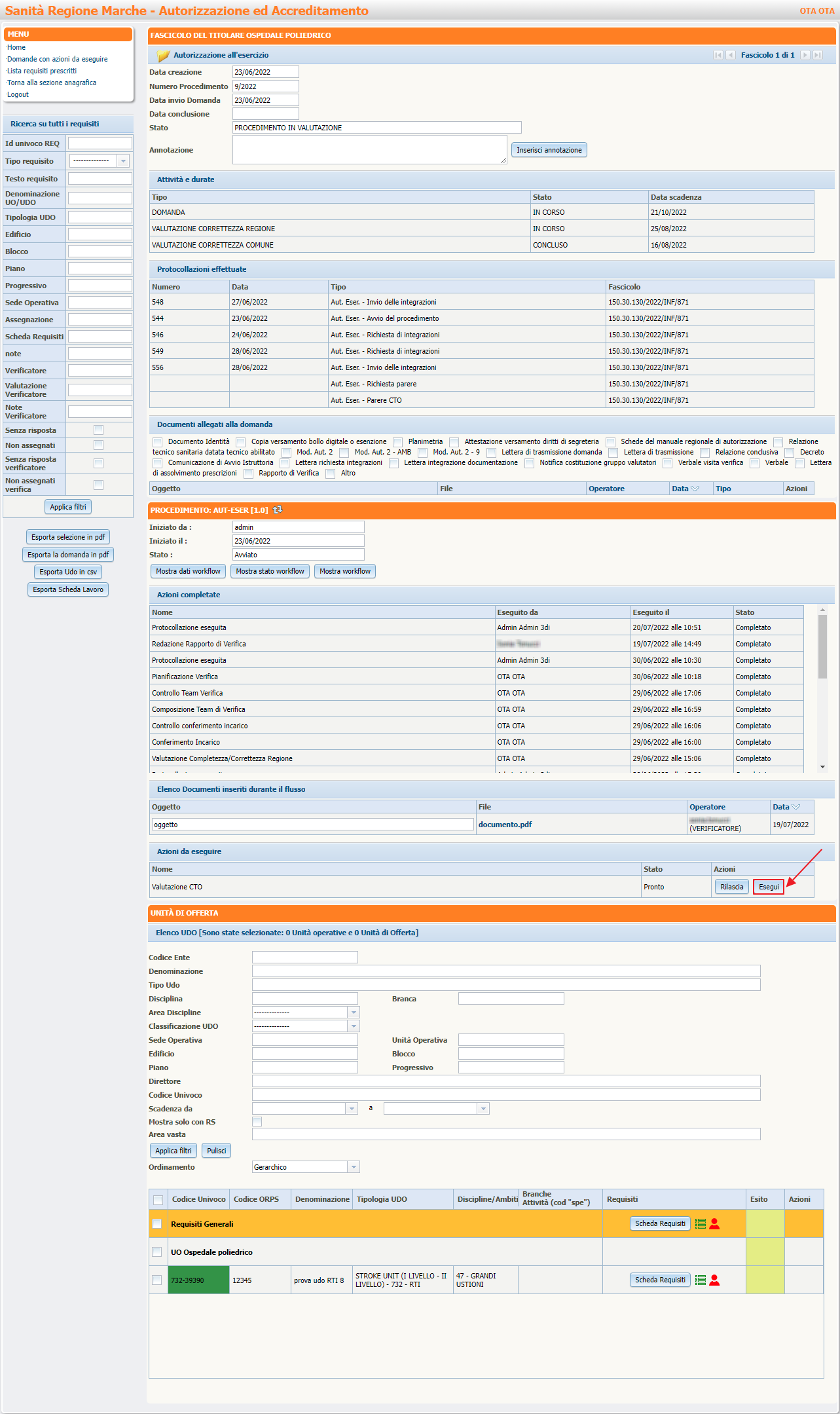 Pulsante Esegui Valutazione CTO