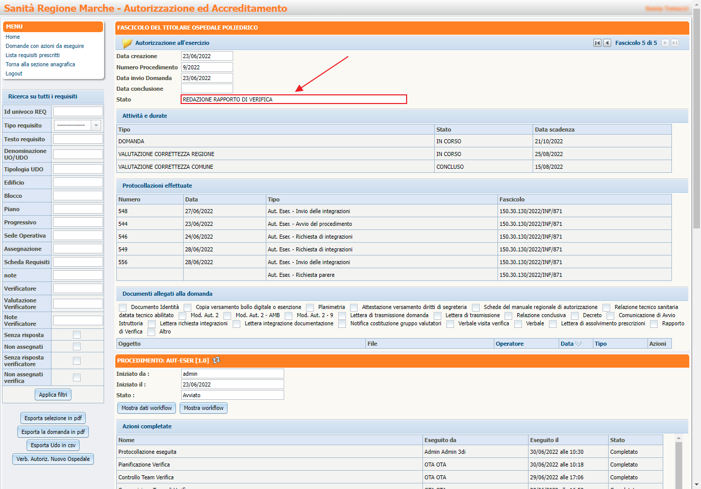 Stato Redazione Rapporto Verifica