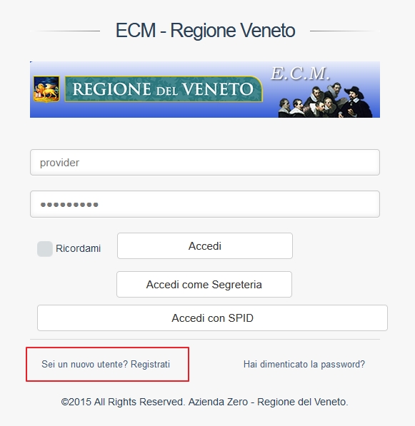 Registrazione nuovo utente