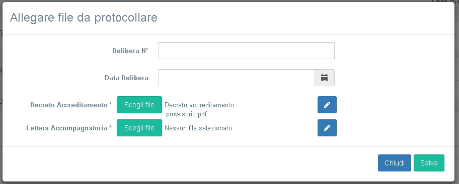 Caricamento file delibera firmato e invio al protocollo