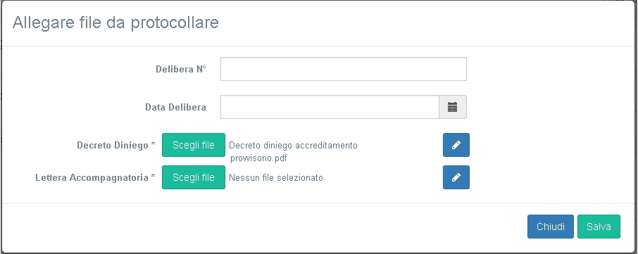 Caricamento file delibera firmato e invio al protocollo