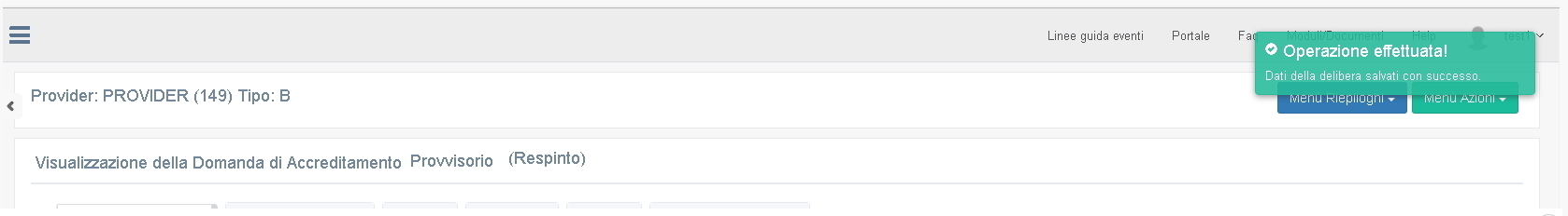 Corretto inserimento dati delibera
