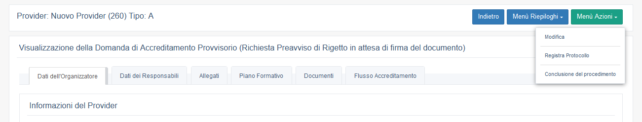 Richiesta di integrazioni - attesa di firma