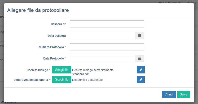 Caricamento file delibera firmato e registrazione protocollo