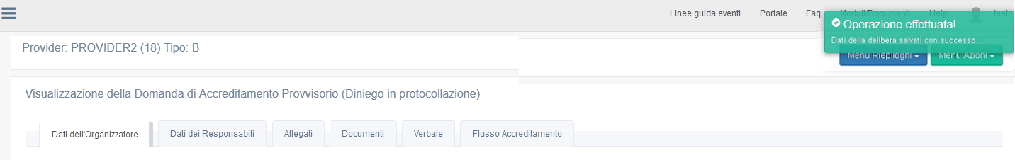 stato diniego in protocollazione