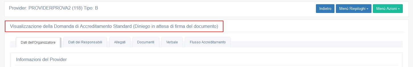 Diniego di accreditamento - attesa di firma