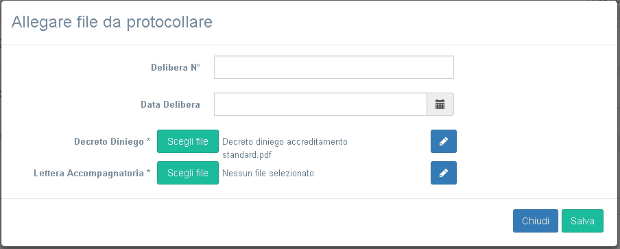 Caricamento file delibera firmato e invio al protocollo