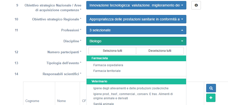 Professioni/Discipline