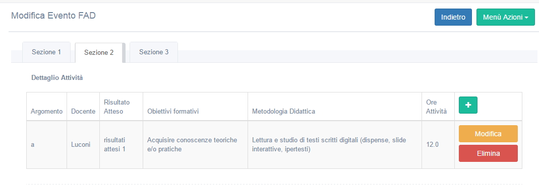 Modifica/Elimina attività