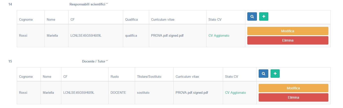 Visualizzazione anagrafiche