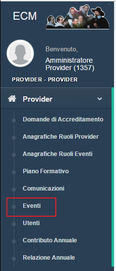 Menu eventi