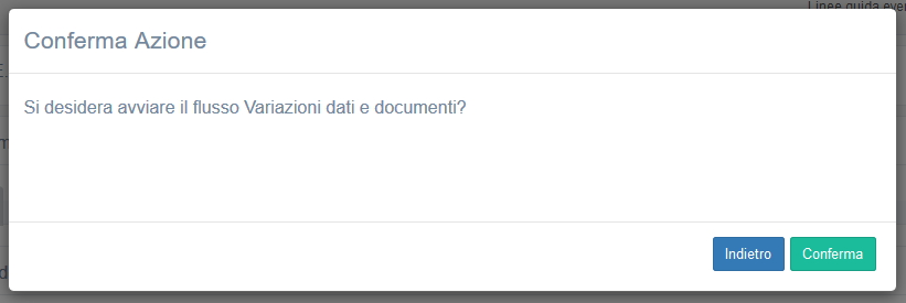 Conferma avvio flusso Variazione dati