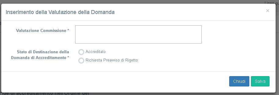 Inserimento valutazione commissione