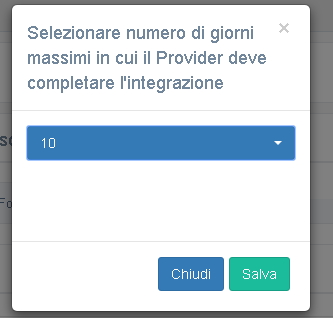 Selezione giorni per richiesta di integrazione