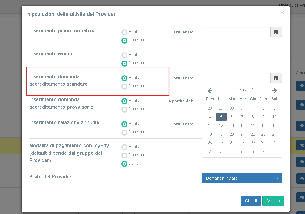 Interfaccia di abilitazione