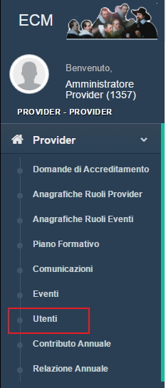 Menu Utenti