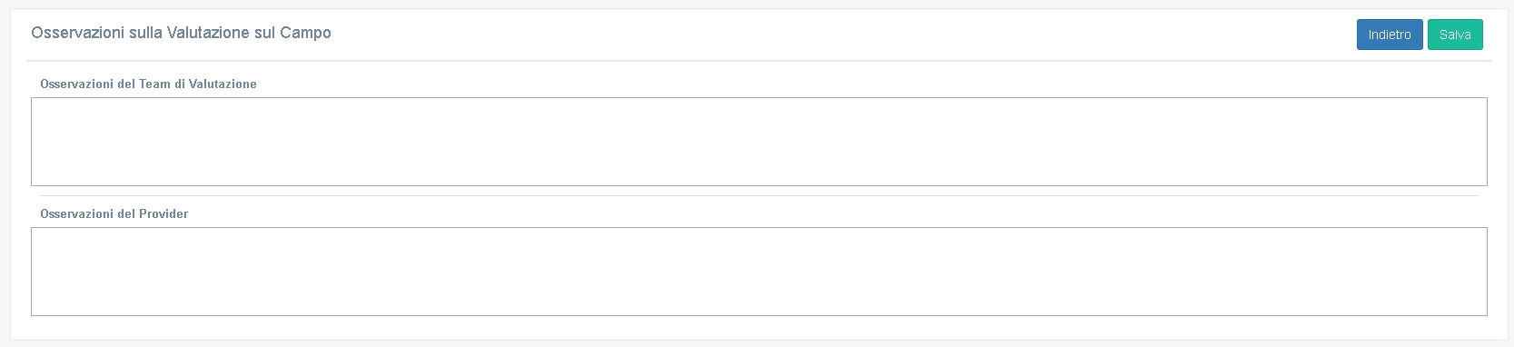 Osservazioni del Provider e del Team Leader