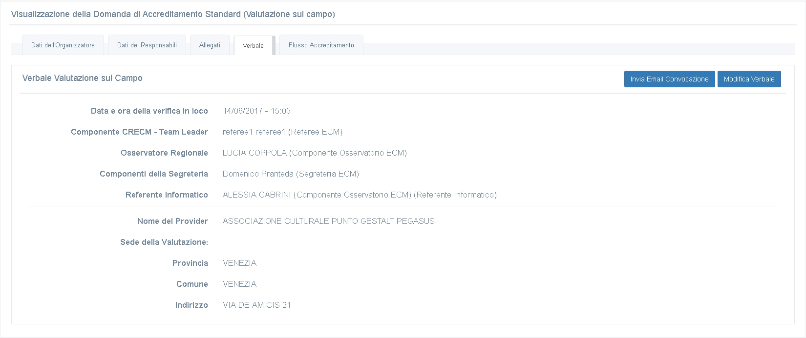 Verbale di Verifica sul Campo