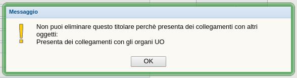 Alert eliminazione titolari