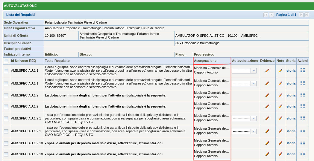 Asseganzione Autovalutazione