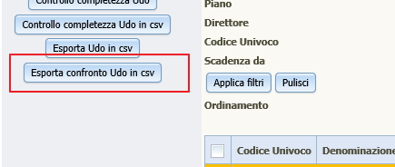 Esporta confronto UDO in CSV