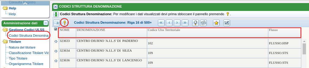 Gestione Codici ULSS