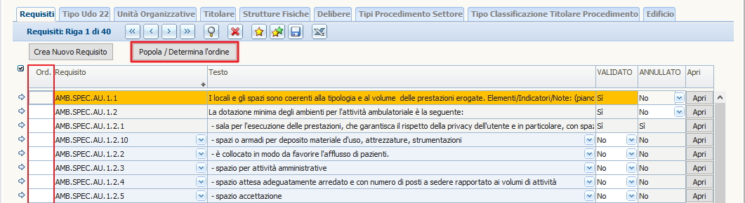 Determina ordine lista