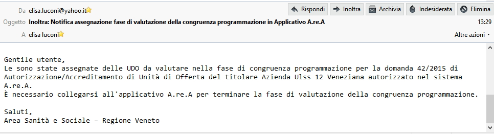 Mail assegnazione