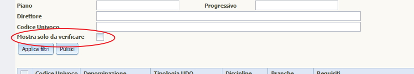 Mostra solo da verificare