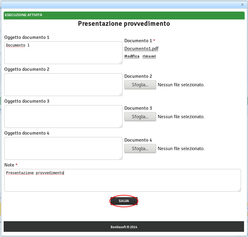 Presentazione provvedimento