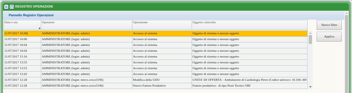 Risultati ricerca operazioni