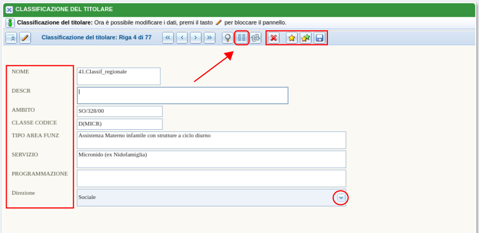 Classificazione del titolare