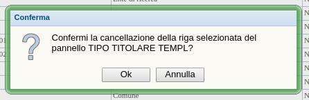 Alert eliminazione riga