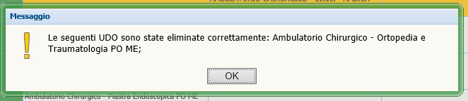 Messaggio di avvenuta cancellazione UDO