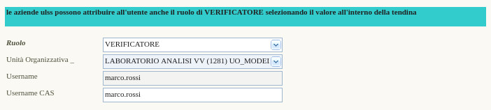 Registrazione verificatore