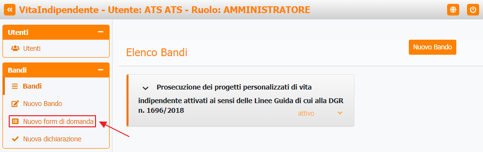 Nuovo form di domanda